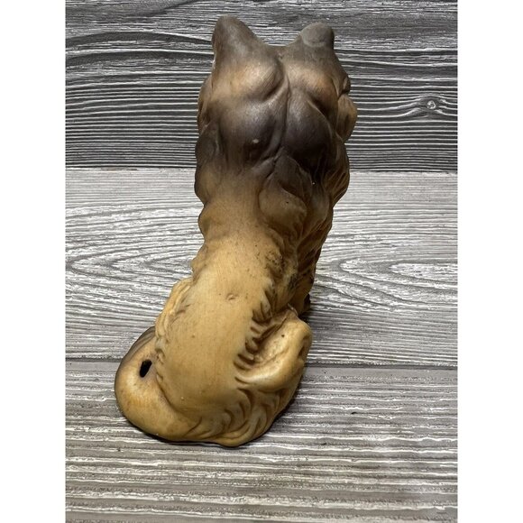 Brown Collie Dog Ceramic Figurine Vintage Retro 4” Figure - Picture 3 of 4